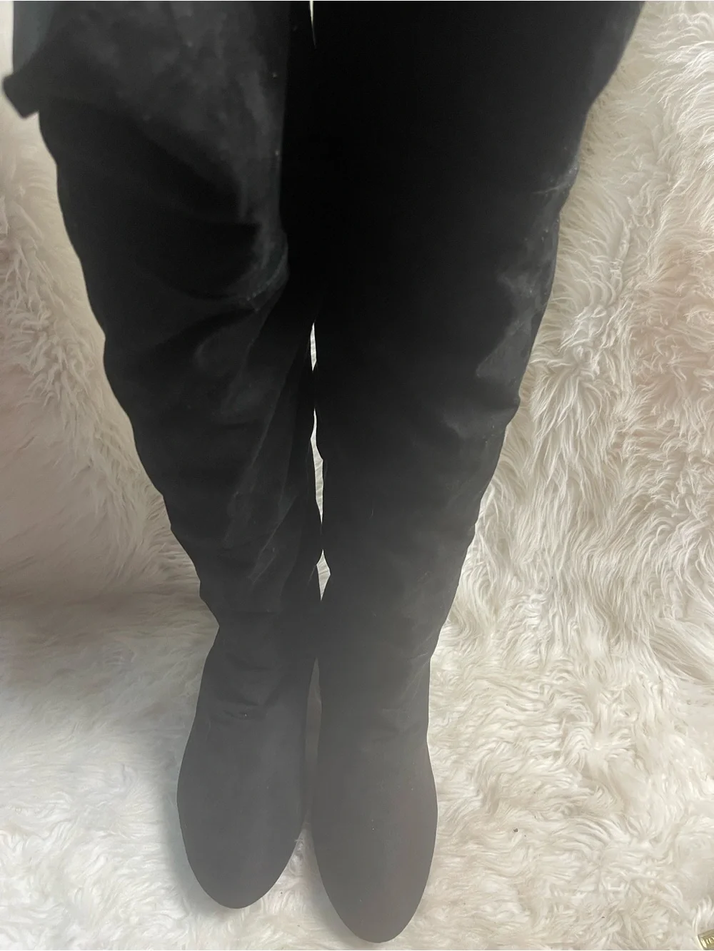 torrid synthetic suede Black Over-the-Knee Block Heel Boots  side zipper SZ11W